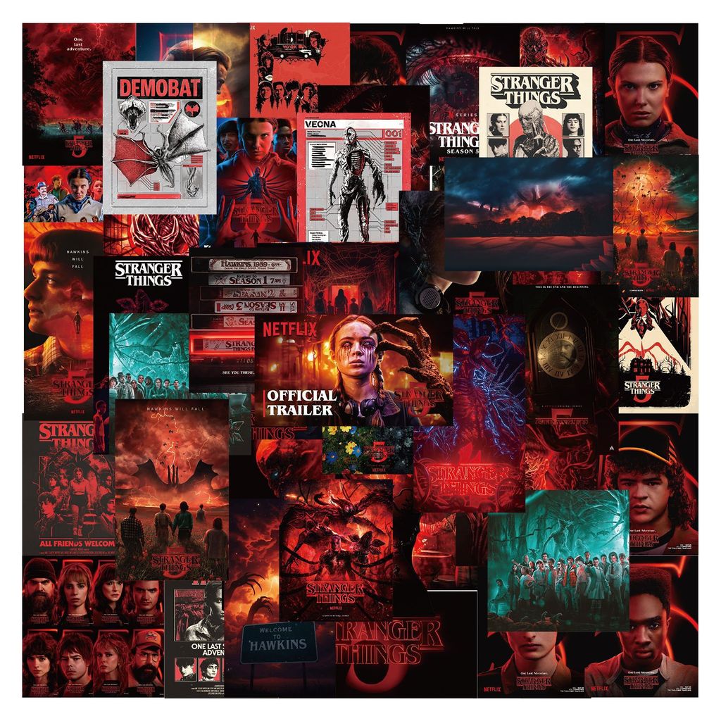 HK1 54 Cái / bộ Stranger Things 5 Miếng Dán graffiti Chống Nước diy Nhật Ký Kế Hoạch Trang Trí KH1