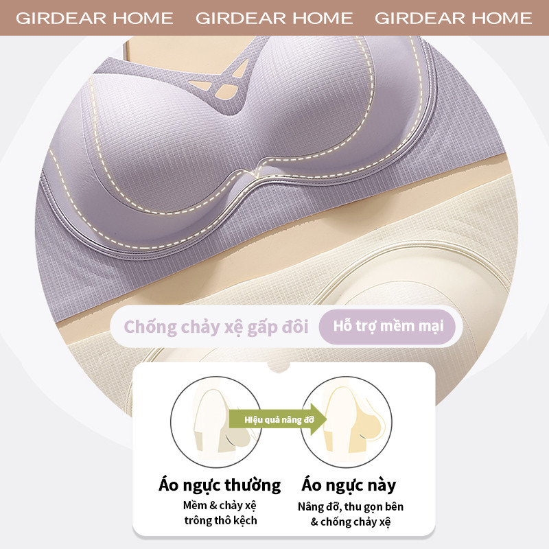 Girderear Home Wireless Bra áo ngực không dây hở lưng thoáng khí áo lót cho Nữ - Siêu Mỏng, Nâng Ngực và Chống Chảy Xệ,GH37