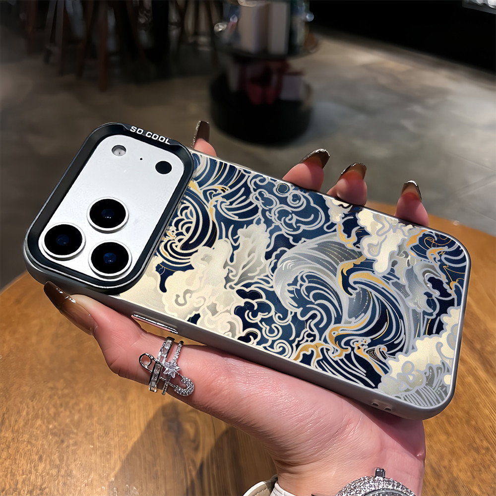 Dành Cho iPhone 17 Pro Max 16 Pro / 15 14 13 The Great Wave off Kanagawa Micro Frosted Ốp Điện Thoại iPhone 12 11 X Xr 7 8 SE Vỏ iPhone Chống Sốc