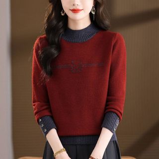 Mẫu áo len dệt kim đỏ thanh lịch, phù hợp thời trang thu đông