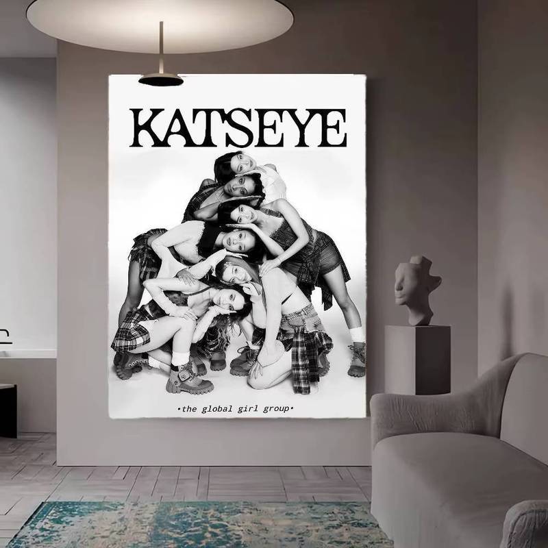 K Katseye Kpop Ban Nhạc Poster Chất Lượng Cao Thẩm Mỹ Treo Tường Nghệ Thuật Không Khung Vải Chống Thấm Nước Nhà Phòng Khách Ký Túc Xá Trang Trí