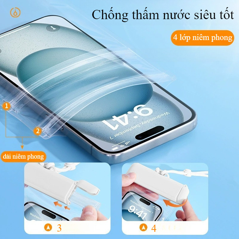 Túi chống nước điện thoại - Chống nước IPX8, Bảo Vệ Điện Thoại Dưới Nước,nhận diện Face ID/Vân tay