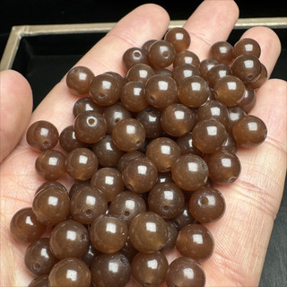 ((10 cái) Hạt jade caramel màu tròn từ Hetian - nguyên liệu làm vòng tay thời trang)