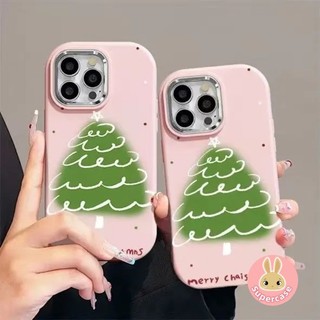 Ốp Điện Thoại Khung Mạ Nụ Cười Cây Giáng Sinh Cho Redmi K80 K70 Pro K70E K60E K50 K60 Ultra K40 Pro Plus K40S K30 Pro K30i Vỏ Màu Hồng Dễ Thương Ốp Lưng Chống Sốc