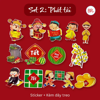 [HỎA TỐC HCM]Set Dây liễn treo Tết 2026 Tag Sticker trang trí cây mai, đào đông- Dây khánh liễng treo hottrend ANGIHOME