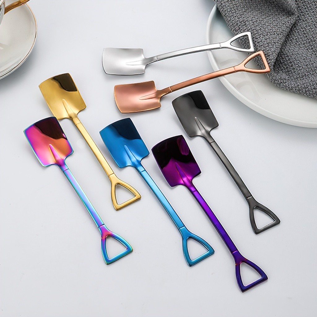 M78 Muỗng thìa inox cán dài cao cấp hình chiếc xẻng nhiều màu MALAN