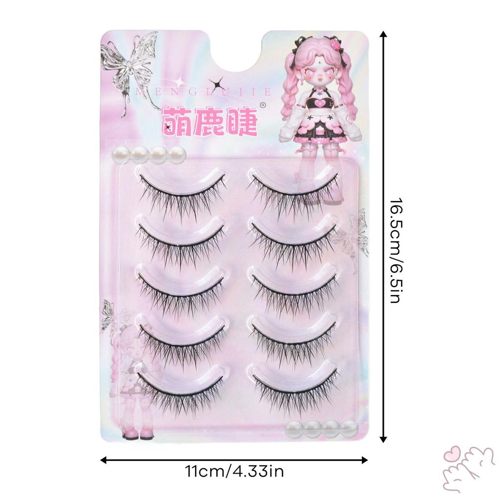 5 Cặp Lông Mi Giả Có Thân Cứng Cho Bé Đôi Mắt Tác Dụng Tự Nhiên COS Trang Điểm