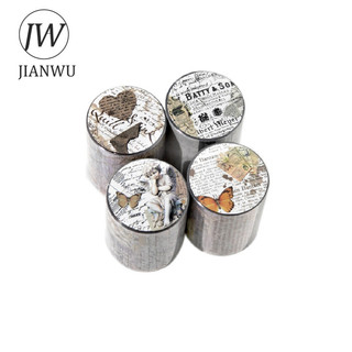 JIANWU Mất Bộ Nhớ Vintage Tiếng Anh Văn Bản Nhân Vật Phong Cảnh Chất Liệu Cắt Băng PET Sáng Tạo DIY Tạp Chí Văn Phòng Phẩm