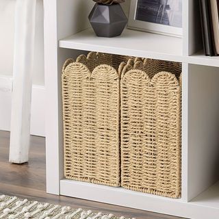 Retro Thanh Lịch Phong Cách Trường Dây Giấy Dệt Giỏ Chứa Thích Hợp Cho Gia Đình Phòng Khách Phòng Ngủ Để Bàn Sách Tạp Chí Giỏ Sắp Xếp Chuyên Dụng