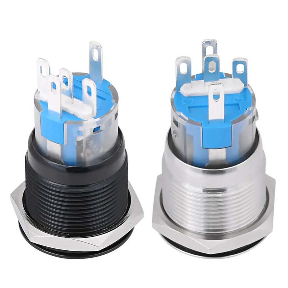 Nút khởi động động cơ DELMER, Công tắc khởi động đánh lửa kích thước 19MM bằng thép không gỉ, Công tắc khởi động Hợp kim nhôm kẽm màu đen / bạc Công tắc nút còi chống nước 12V Sử dụng xe máy