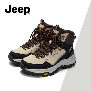 JEEP Snow Short Boots Nữ Đế Dày Lông Cừu-Fleece Ấm Áp Cao Cấp Thu Đông Đi Bộ Đường Dài Đi Bộ Đường Dài Chống Trơn Trượt Giày Chống Mài Mòn