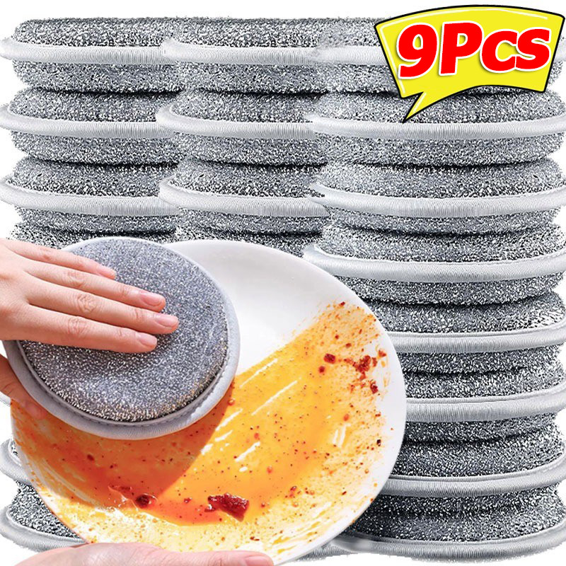 3 / 6 / 9 Chiếc Vải Vệ Sinh Hai Mặt Nhà Bếp / Tròn Chống Trầy Xước Dây Thép Rửa Bát Rags