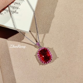 Trang sức kim cương đỏ corundum phong cách mới từ châu Âu và Mỹ, đầy màu sắc, phù hợp với nữ