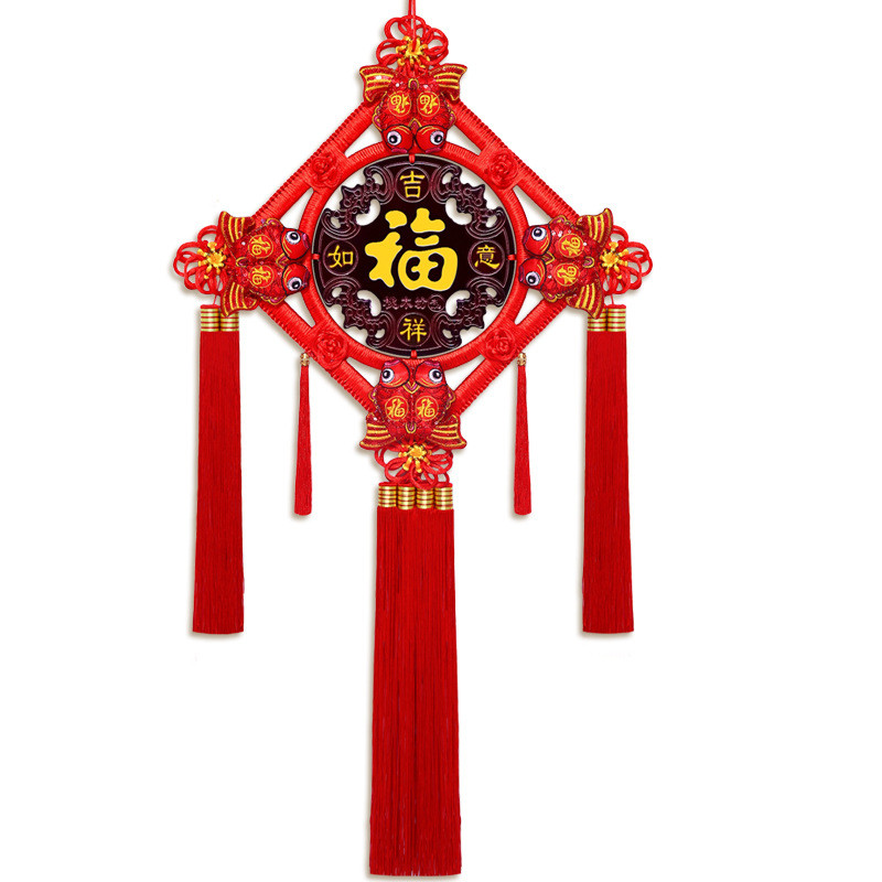 Trung Quốc Nút Thắt Mặt Dây Chuyền Phòng Khách Lớn Fu Nhân Vật Đào Gỗ Cao Cấp Lễ Hội Mùa Xuân Câu Đối Tết Nguyên Đán Tivi Nền Trang Trí Tường 12.4 XNMC
