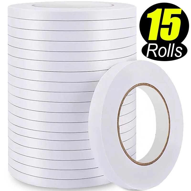 5 / 10 / 15Rolls Băng keo hai mặt siêu mỏng / Băng dính dính chắc chắn cho công cụ đóng gói quà tặng DIY