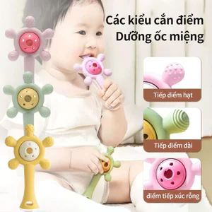 Baby Rattle and Teether Set BPA Free Silicone Sensory Teething Toy for 6M