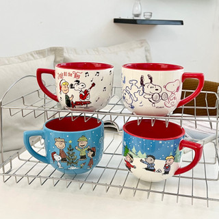 Cốc Nước Giáng Sinh Snoopy Hoạt Hình Cốc Ăn Sáng Cốc Bột Yến Mạch Cốc Dung Tích Lớn Hộ Gia Đình Gốm Sữa Cốc