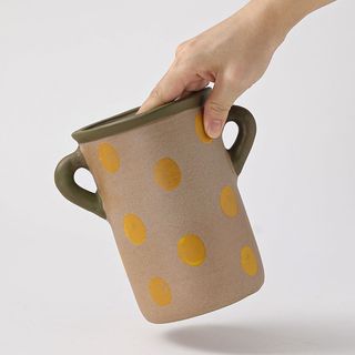 Retro Cổ Điển Phong Cách Mục Vụ Trơn Embryo Đôi Tai Sọc Chấm Bi Cỡ Nhỏ Bình Gốm Thích Hợp Cho Gia Đình Phòng Ngủ Phòng Khách Văn Phòng Khách Khách Khách sạn Ca