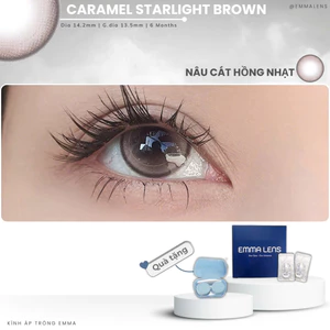Kính Áp Tròng Caramel Starlight Brown | Lens Nâu Gian Nhẹ | Emma Lens