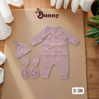 Set 5 món cúc chéo quần lưng thun tăm lụa Bunnybaby cao cấp mềm ấm cho bé 0-3M