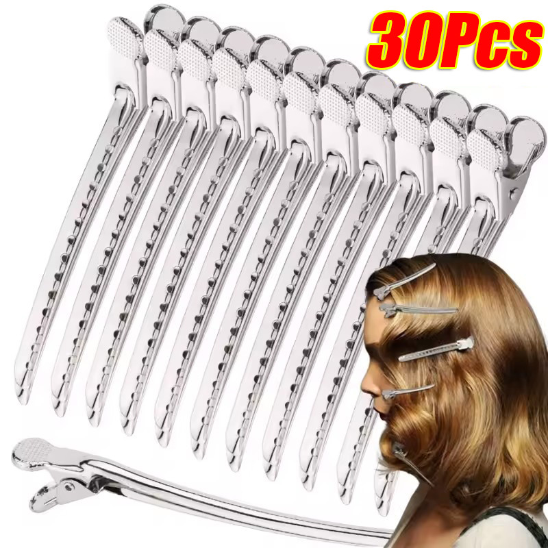 10 / 20 / 30 Chiếc Kẹp Tóc Hóa Đơn Vịt Bạc / Kẹp Uốn Cá Sấu Kim Loại Cho Nữ Tạo Kiểu Tóc