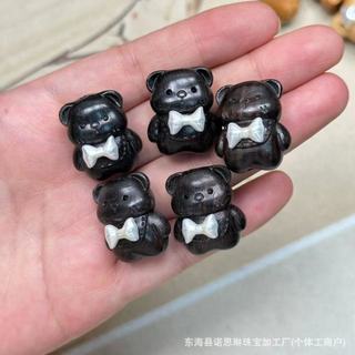 Gỗ Đàn Hương Khắc Gấu Đầu Nhiều Phong Cách Nơ Gấu Rời Hạt Tự Làm Vòng Tay Mặt Dây Chuyền Phụ Kiện Tài Liệu DYQO