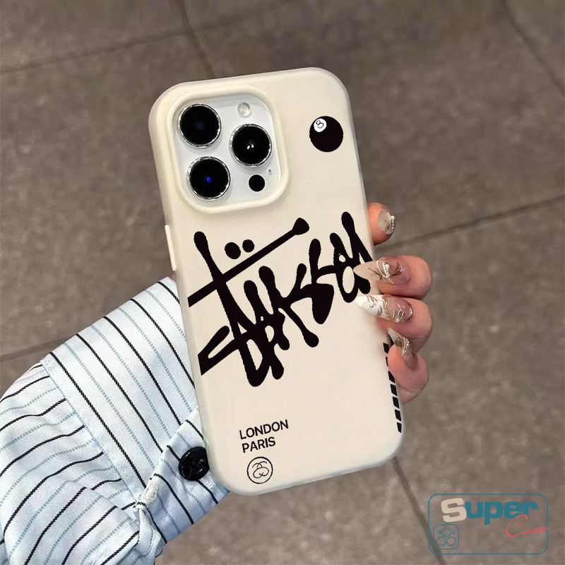 Ốp Lưng Tương Thích Cho IPhone 17 16 11 13 15 14 12 Pro Max 17 15 16 Pro 7Plus XR Air X XS Max Thời Trang Dạo Phố Logo Bóng Bể Bơi Đen 8 Silicone 2 in1 Cover