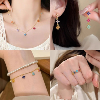 Bộ trang sức zircon màu xanh lá cây với vẻ đẹp cổ điển, sang trọng - Quà tặng hoàn hảo cho cặp đôi