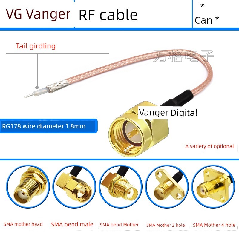 Cáp hàn một đầu SMA RG178 TNC BNC / Q9 N Ăng-ten Cáp nối dài sửa đổi Dây hàn một đầu