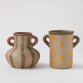 Retro Cổ Điển Phong Cách Mục Vụ Trơn Embryo Đôi Tai Sọc Chấm Bi Cỡ Nhỏ Bình Gốm Thích Hợp Cho Gia Đình Phòng Ngủ Phòng Khách Văn Phòng Khách Khách Khách sạn Ca