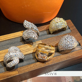 Nhẫn mở không đều zircon phong cách châu Âu và Mỹ