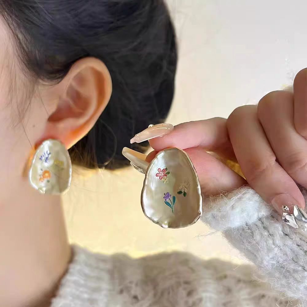 Hoa Nhiều Màu Sắc Phong Cách Mới Bông Tai Hình Học Ngọt Nhỏ Tươi Độc Đáo Thiết Kế Niche Cảm Thấy Đơn Giản Phù Hợp Với Bông Tai Hơn EG1D