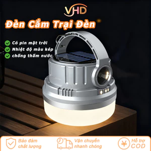 Đèn Pin Sạc Đa Năng Cho Cắm Trại - Công Nghệ Sạc Kép Type-C/Mặt Trời, Chống Thấm Nước IPX5, Thời Lượng Pin Cực Lâu