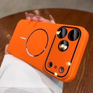 Ốp Điện Thoại Từ Tính Siêu Mỏng Màu Cam Vũ Trụ Cho IPhone 17 Pro Max 11 12 13 14 15 16 Pro Max Pc Vỏ Cứng Bảo Vệ Camera