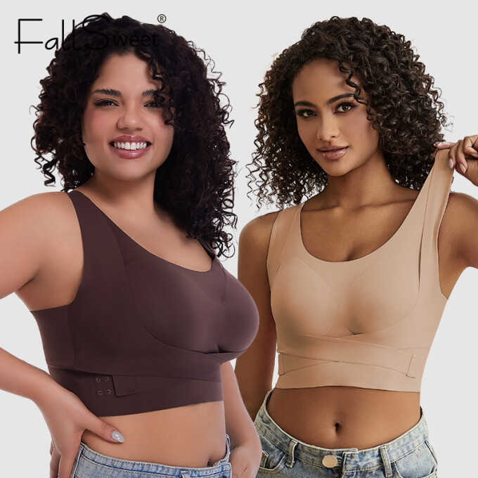 FallSweet Plus Size - Áo Ngực Thể Thao Không Dây, Chống Chảy Xệ, Thiết Kế Tiện Lợi Cho Tư Thế Thoải Mái
