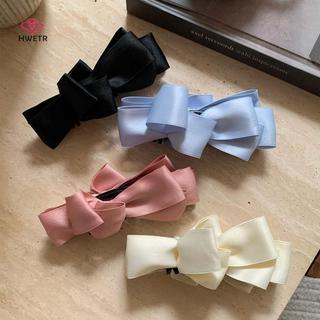 HWETR Retro Satin Nơ Chuối Kẹp Tóc Lưng Cao Đuôi Ngựa Dọc Kẹp Tóc Vuốt Tóc Cao Cấp Phụ Kiện Tóc Cho Nữ Mới