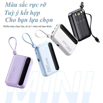 Sạc dự phòng 20000mAh nhỏ gọn tích hợp 4 dây sạc nhanh sạc được nhiều thiết bị