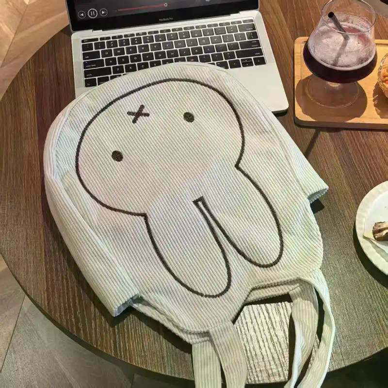 Túi Tote Thỏ Miffy Di Động Dung Tích Lớn Vải Bảo Vệ Thời Trang Túi Thêu Bé Gái Thu Đông Phù Hợp Với Túi Đeo Vai