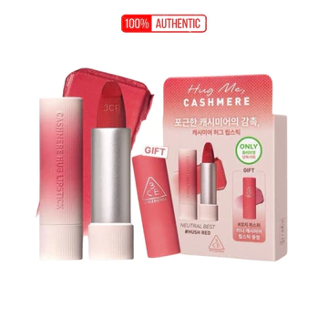 Set Son Thỏi 3CE Cashmere Hug Lipstick - Fullsize + Minisize - Lì Mịn Lên Màu Chuẩn