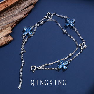 Châu Âu Mỹ ins Phong Cách Mới Đỏ Corundum Ánh Sáng Phong Lan Spinel Bốn Lá Cỏ Ba Lớp Vòng Tay Nữ