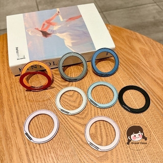 Hợp kim nhôm siêu mỏng Xoay 360 Giá đỡ điện thoại Giá đỡ di động Giá đỡ vòng dính đa năng Giá đỡ gấp màu cam đơn giản