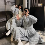 Áo choàng Kimono Nhật Bản Flannel Mùa Đông Cặp Đôi Bộ Đồ Ngủ Nam Nữ Plus size Áo choàng Tắm Dày Giữ Ấm Váy Ngủ XL-4XL — ảnh 6