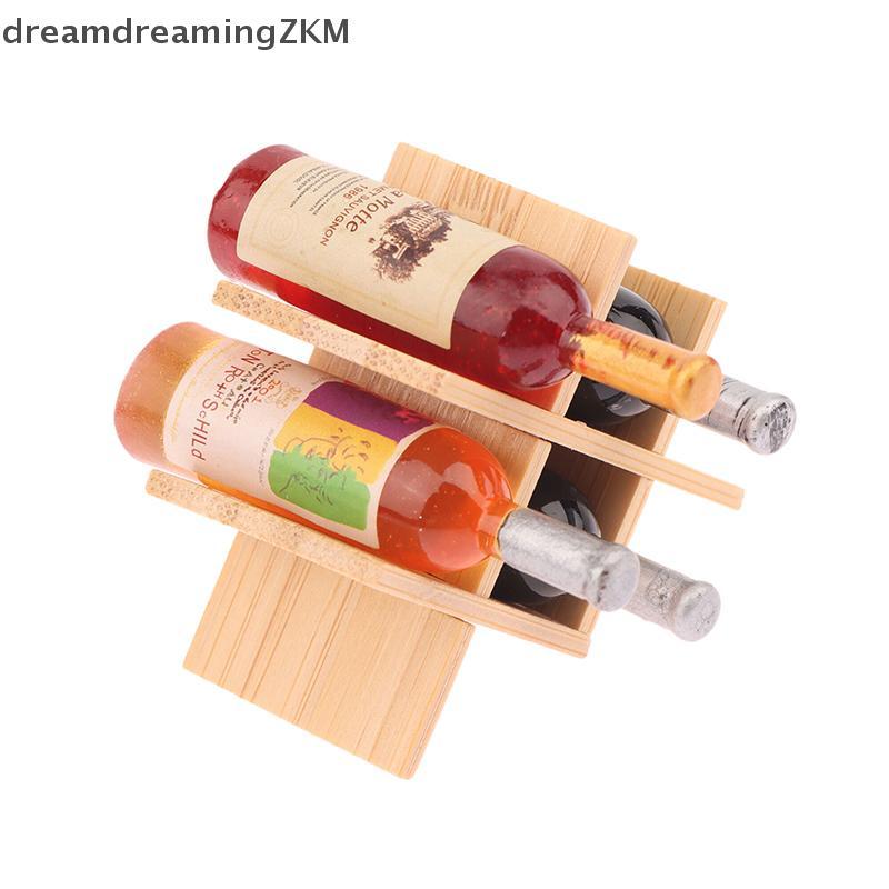 [dreamdreaming] Phụ kiện nhà búp bê Mô hình trưng bày chai rượu bằng gỗ thu nhỏ để trang trí nhà búp bê [zkm]