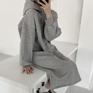 Mùa Thu Đông Phong Cách Có Mũ Trùm Đầu Áo Dài Nữ Phiên Bản Hàn Quốc Rời Ôm Hơn Nhìn Giữa Chiều Dài Trên Đầu Gối Đầm Lông Cừu E