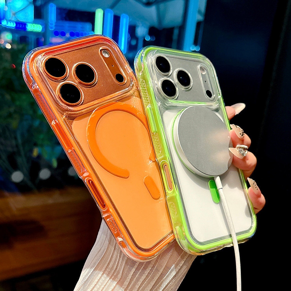 Ốp Điện Thoại Acrylic Từ Tính Cho iPhone 17 Pro Max 17 Air 16 Plus 15 14 13 12 11 Chống Trượt Cạnh Chống Sốc Bảo Vệ Vỏ