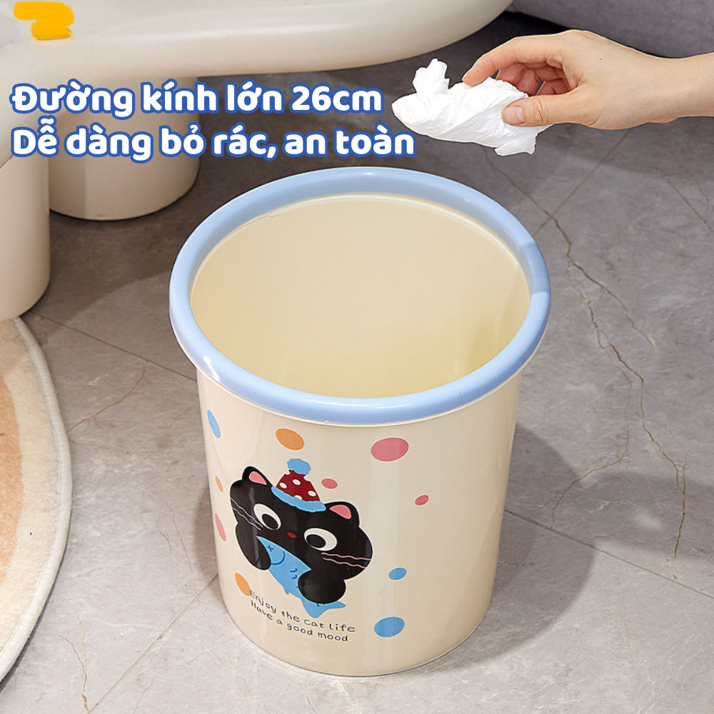 Thùng Rác Hình Mèo Dễ Thương Cao Cấp DINO, Giỏ Đựng Rác Dung Tích Lớn Decor Nhà Cửa