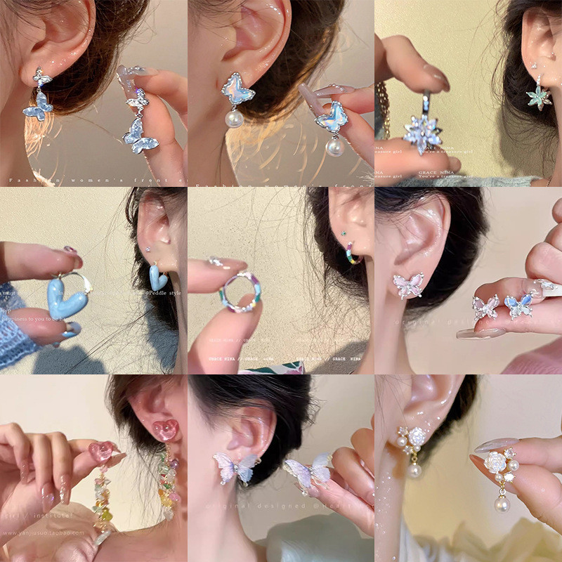 Bông Tai Nơ Ngọc Trai Đính Đá Zircon Chốt Bạc 925 Cho Nữ