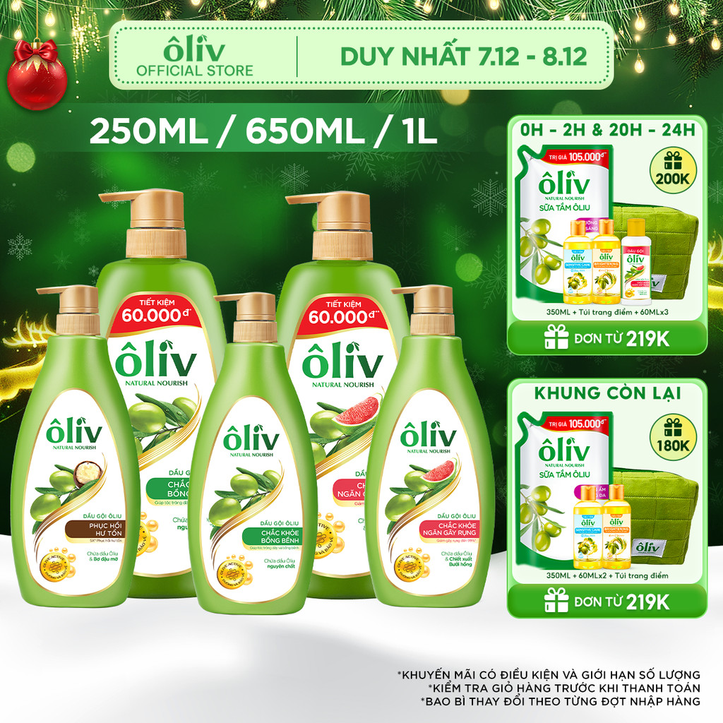 Dầu Gội ÔLIV Nuôi Dưỡng Tóc Chắc Khỏe Bồng Bềnh/Ngăn Gãy Rụng/Phục Hồi Hư Tổn 250ML/650ML/1L