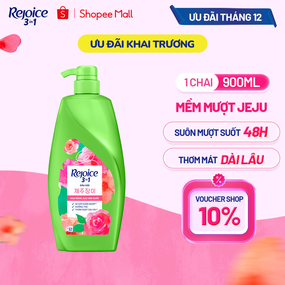 [REJOICE] Dầu Gội REJOICE Hoa Hồng Jeju Chai 900ML