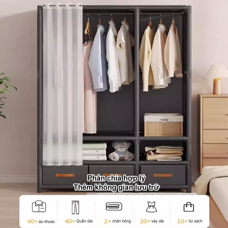 𝐎𝐥𝐢𝐟𝐞 Tủ Quần Áo Tủ Vải Tủ Đựng Quần Aó Đa Năng Khung Thép Chịu Lực Tốt Chống Bụi Thiết Kế Hiện Đại